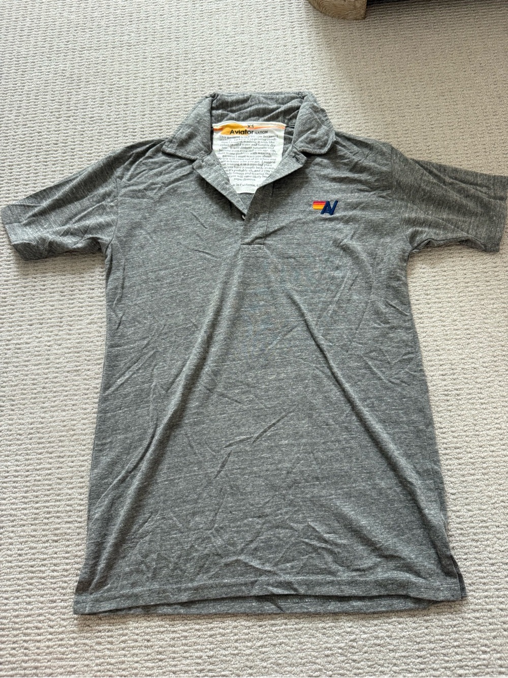 Aviator Nation Gray Heather Polo with Multicolor Chest Logo